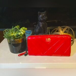 Coach EUC Cherry Red Patent Leather Wallet